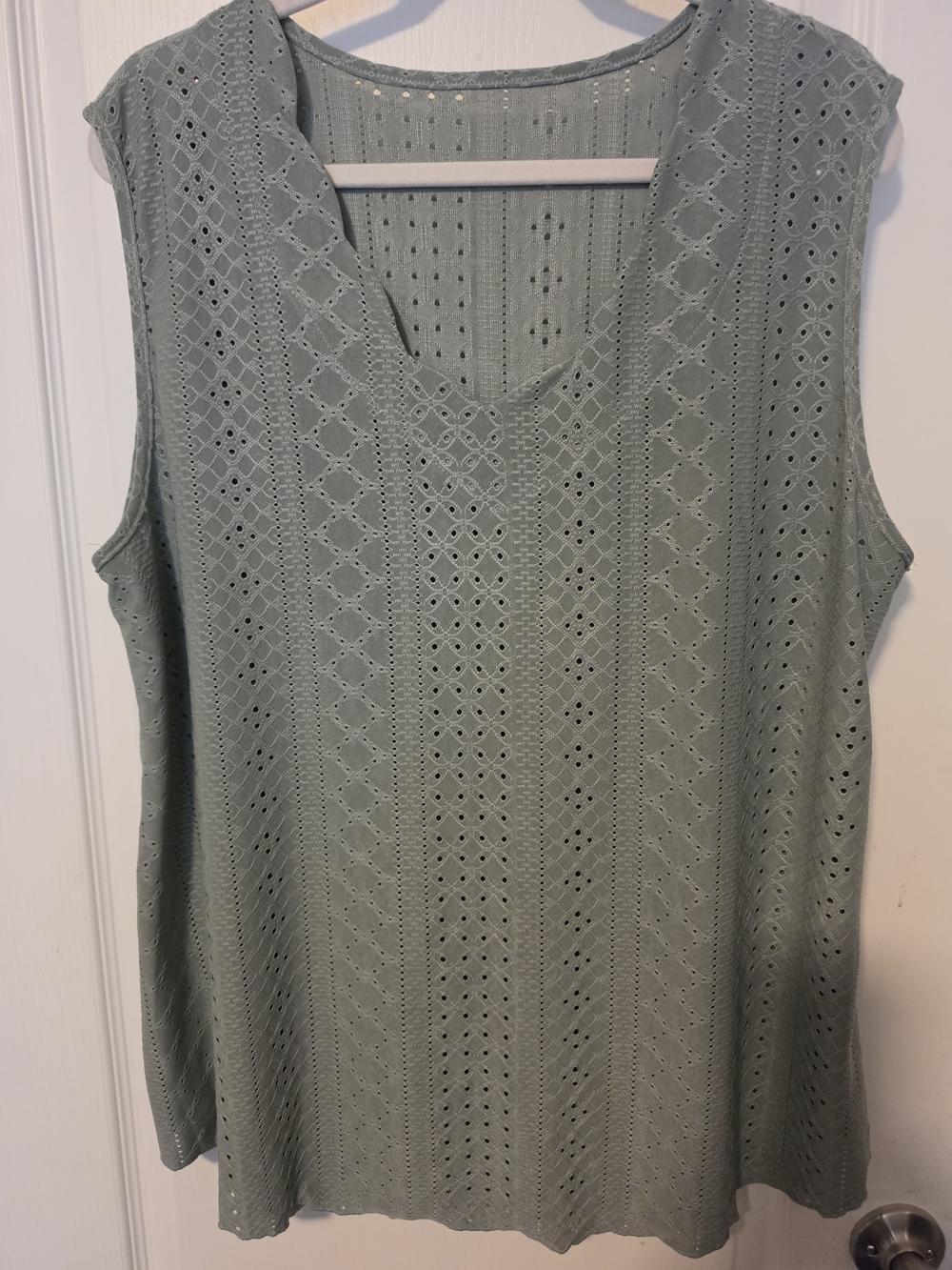 Sage Green Eyelet Knit Sleeveless Top